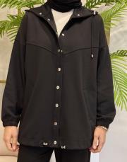 çıtçıt detay bomber ceket siyah 6