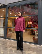 çıtçıt detay bomber ceket bordo