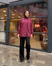 çıtçıt detay bomber ceket bordo 2