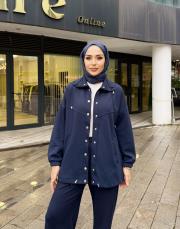 çıtçıt detay bomber ceket lacivert