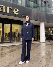 çıtçıt detay bomber ceket lacivert 2