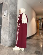 şerit detay basic elbise bordo 4