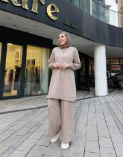 miso nervürlü eşofman altı vizon 2