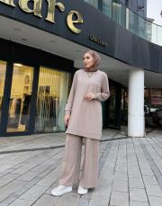 miso nervürlü eşofman altı vizon 3