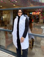 kapitone şişme yelek beyaz