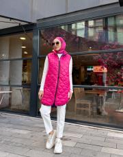 kapitone şişme yelek fuşya 4