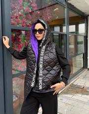 asimetrik kapitone şişme yelek siyah 2