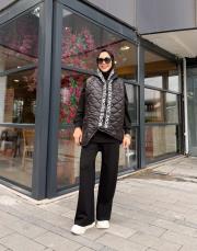 asimetrik kapitone şişme yelek siyah 4