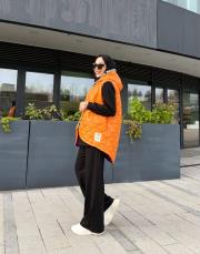 asimetrik kapitone şişme yelek turuncu 5