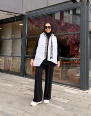 asimetrik kapitone şişme yelek beyaz 3